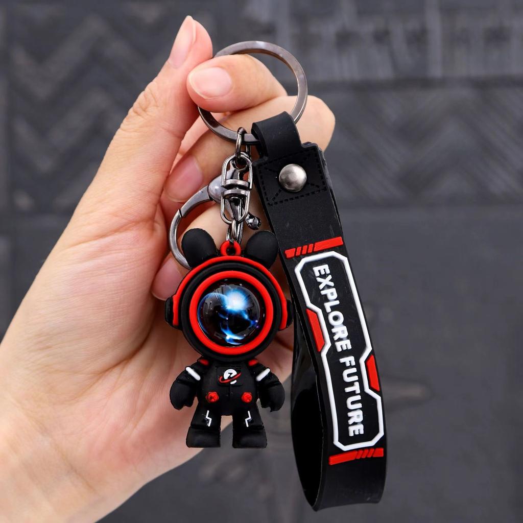 6cm Cartoon Lightning Bear Keychain Cute Astronaut Bear Doll Keyring Bag Pendant Couple Car Keyholder Creative Bag Charm Accessories