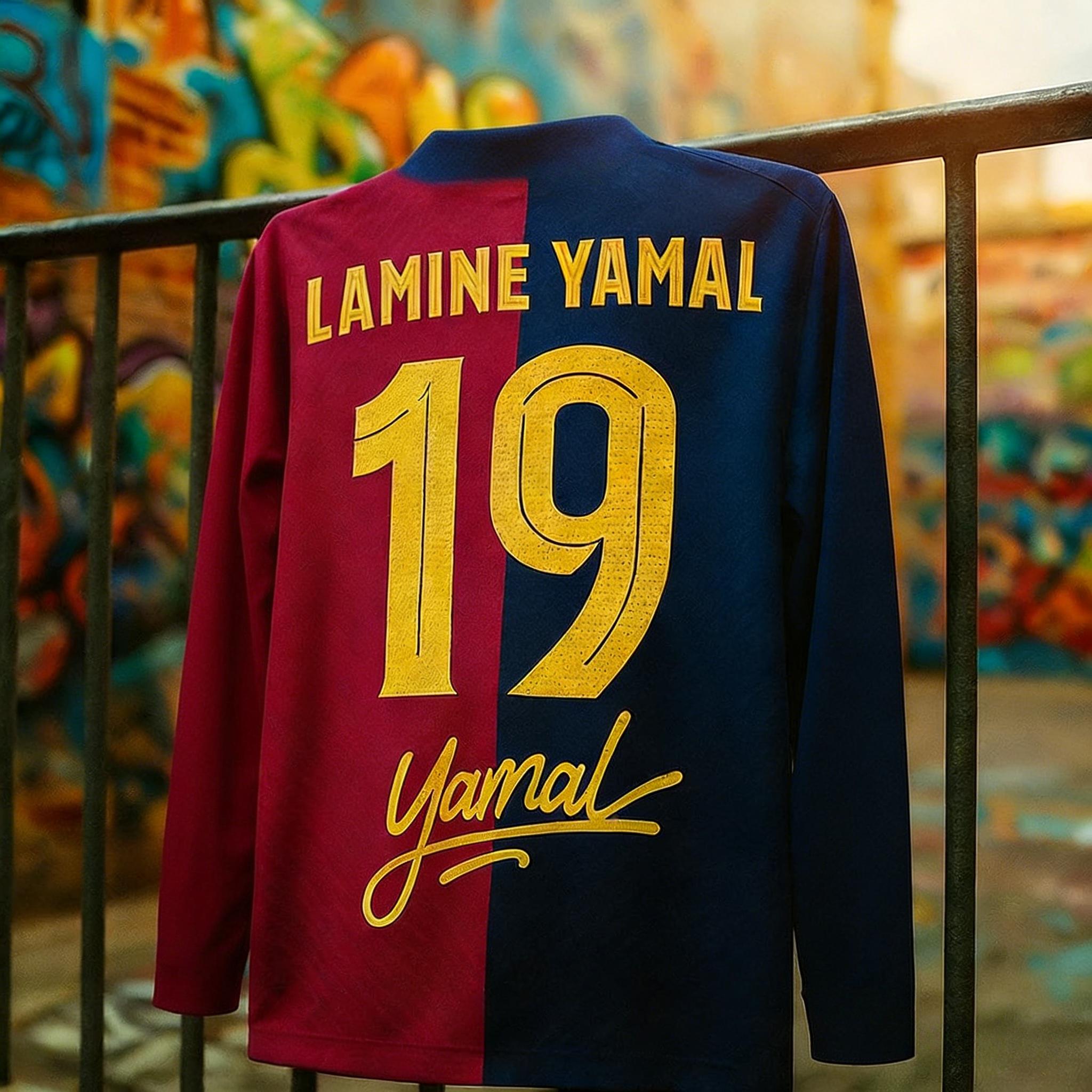 Горячая Распродажа Lamine Yamal Фанская Версия Памятная Футболка Дышащая Быстросохнущая Влагоотводящая с Длинным Рукавом для Спорта Дети L