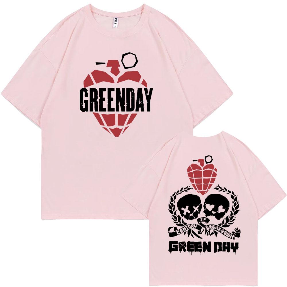 Rare Punk Band Green Day World Tour Graphic T Shirts Men Women Vintage Gothic Rock Oversized Tshirt Male Cotton Casual T-shirts