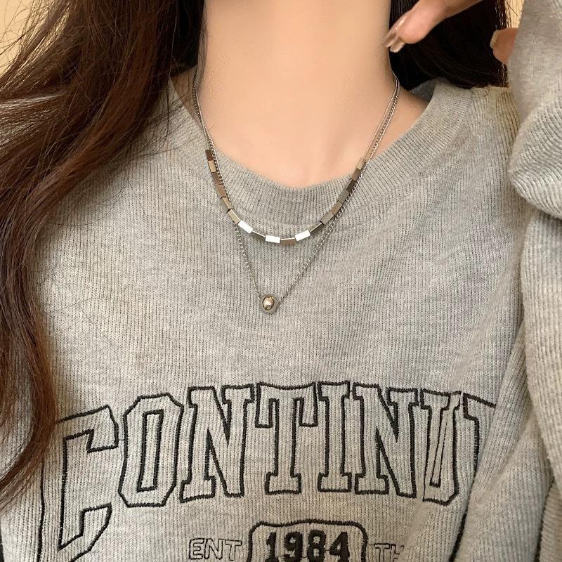 Cold Wind Double-layer Necklace Stacked with Light Luxury Niche Design Sense Collarbone Chain Trendy Personalized Accessories Simple Neck Chain