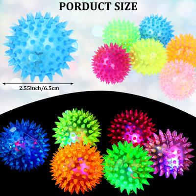 24 Pieces Light Up Bouncy Ball Light Up Spike Rubber Ball Sensory Toy