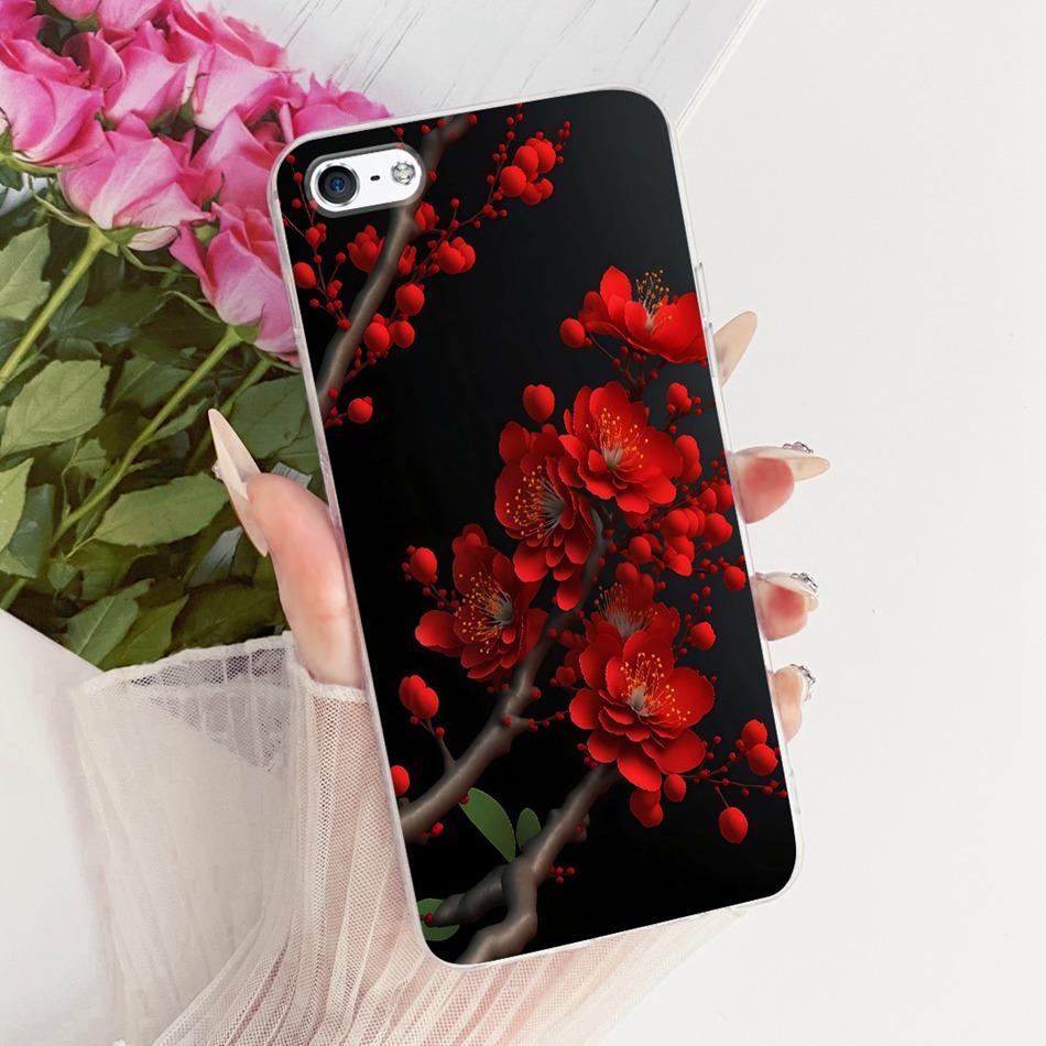For iPhone 5 5s SE (2016) 4 4s Cute Flower Butterfly Cat Painted Case For iPhone5 iPhone4 Soft Silicone TPU Phone Cases