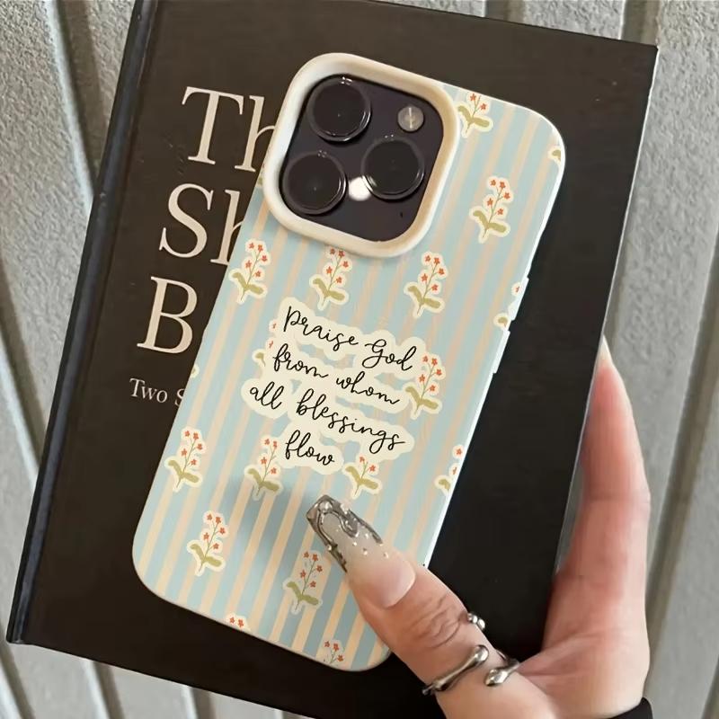 

Fashion Floral Blue Stripe hone Case For iPhone 17 Pro Max 16 Plus 15 Pro 14 13 12 11 XR 17Air Lychee Textur Soft Cover iPhone XS Max белый