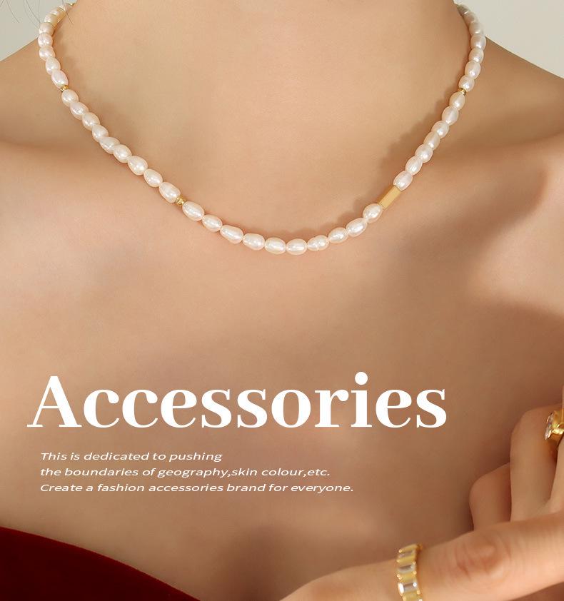 Elegant 18K Gold-Plated Freshwater Pearl & Titanium Steel Necklace