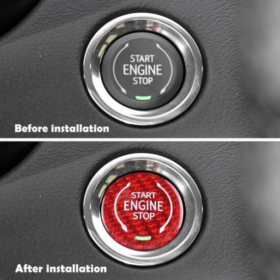 Red Carbon Fiber Style Push to Start Button Cover Trim For Chevrolet Corvette C8