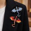 Colorful Rhinestone Enamel Flying Dragon Brooch Animal Dragon Brooch  Home Decoration Gift