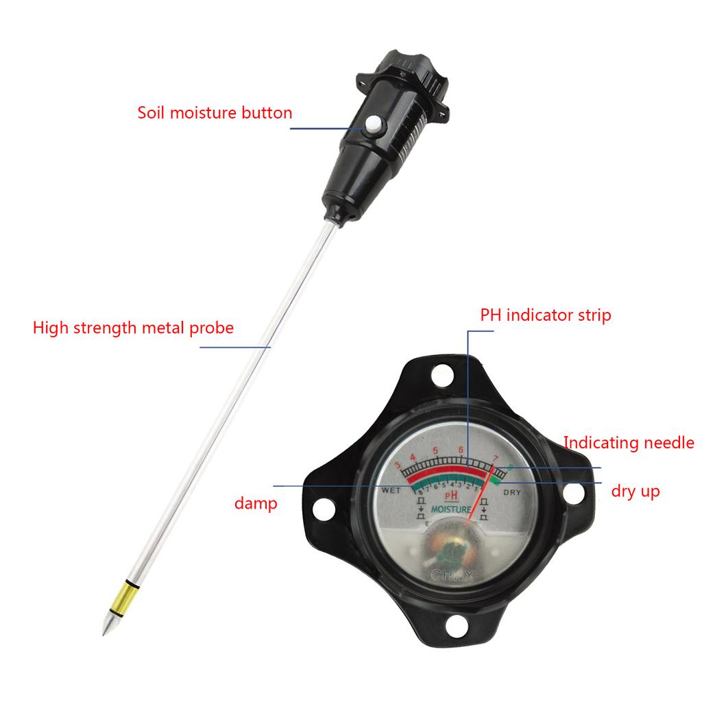Long Probe Deep Soil PH Moisture Meter 2 In-1 Tester-Professional Test Hygrometer for Large Pot Plants Gardening Farming