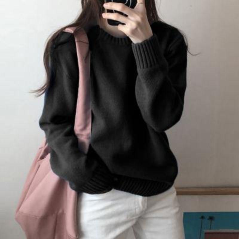 

Свитер женский осенне-зимний свободный верхняя одежда ленивый стиль корейская версия низ верх вязаный свитер M