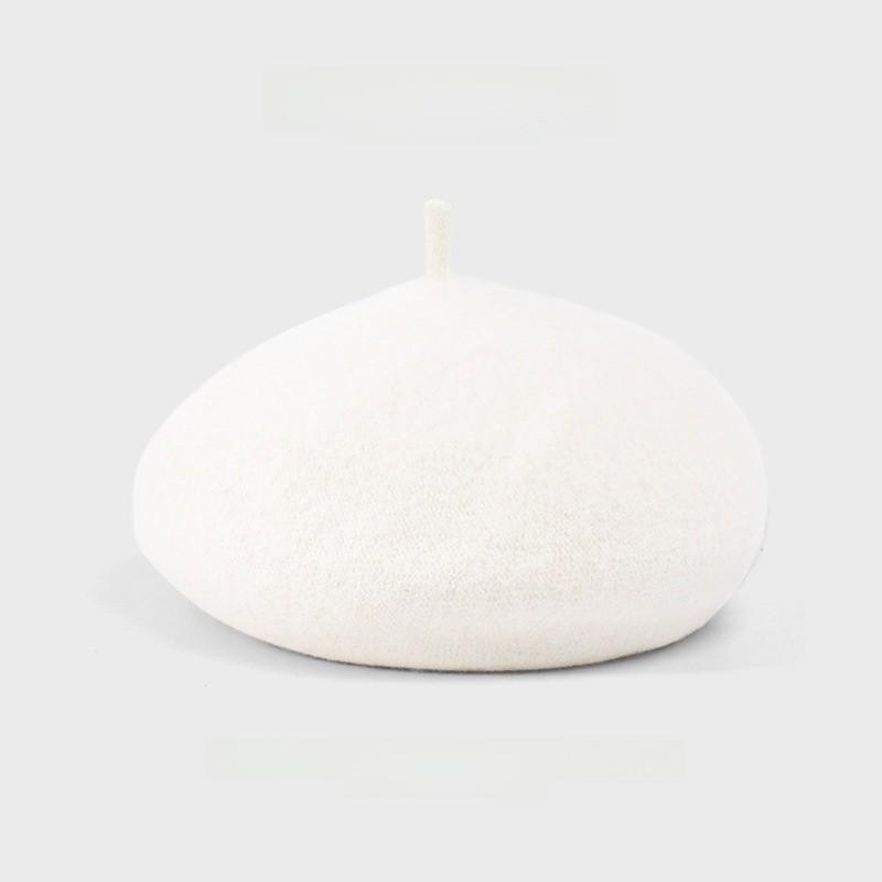 Plush Retro Fashionable Beret With Solid Color Design For Daily Cold Seasons