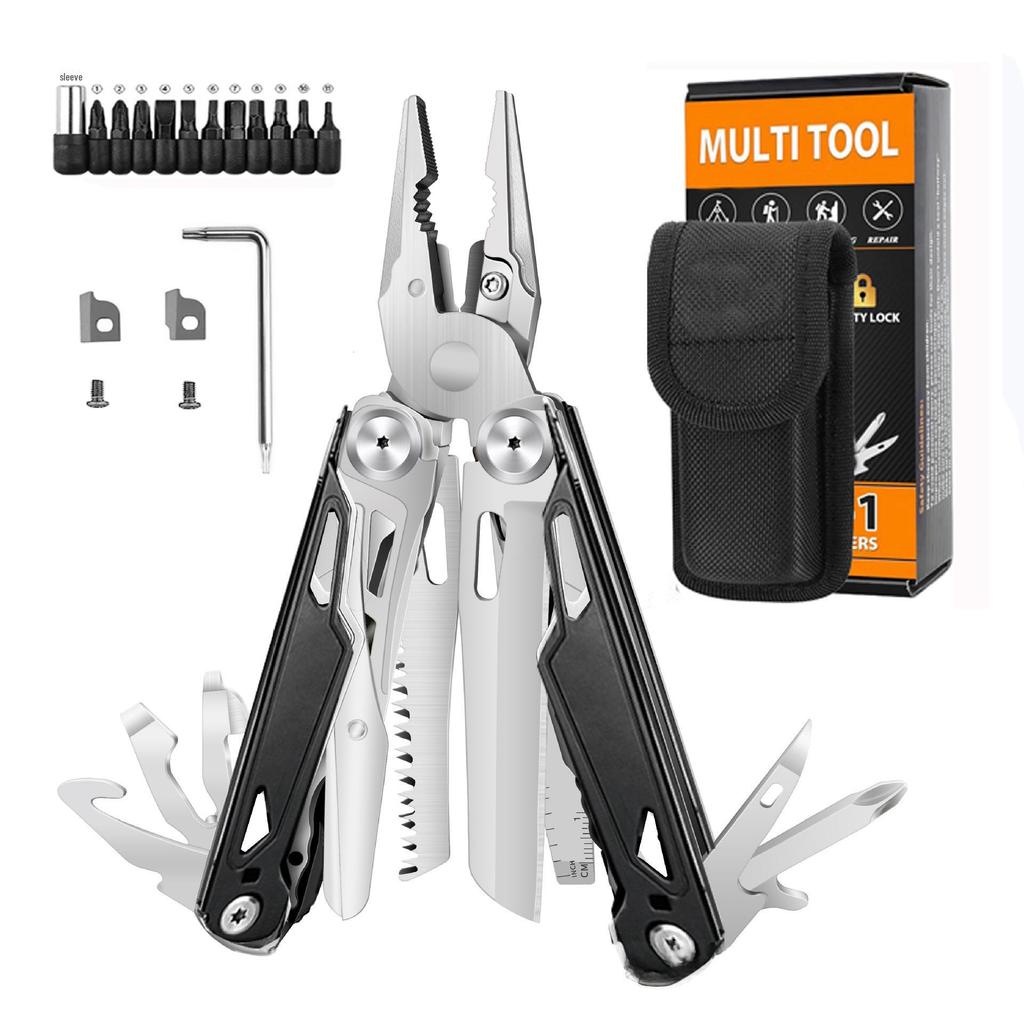Venkovní skládací multifunkční nástroj 28 v 1: Celoocelové kleště pro kempování a EDC