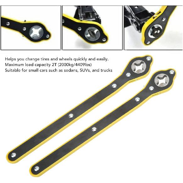Auto Labor-Saving Jack Ratchet Wrench, Pair 13.4in Car Jack Ratchet Wrench Labor Saving Tire Wheel Lug Wrench Repair Tool for Cars SUVs Trucks