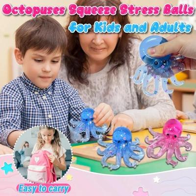 Stress Relief Toy Glitter Octopus Taba Squishy Sugar Stress Ball Cute Animals Squeeze Fidget Toy Squishy Ocean Sensory Decompression Gift
