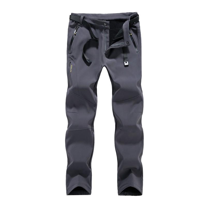 Mens Womens Winter Fleece-Lined Softshell Pants Windproof Thermal Hiking Skiing Outdoor Trousers