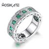 WOSIKATE Trendy Domineering Emerald Men's Ring With CopperPlated Fashion Jewellery Business Ring For Men