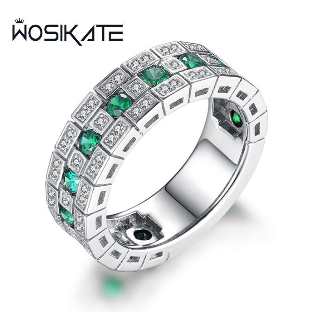 WOSIKATE Trendy Domineering Emerald Men's Ring With CopperPlated Fashion Jewellery Business Ring For Men