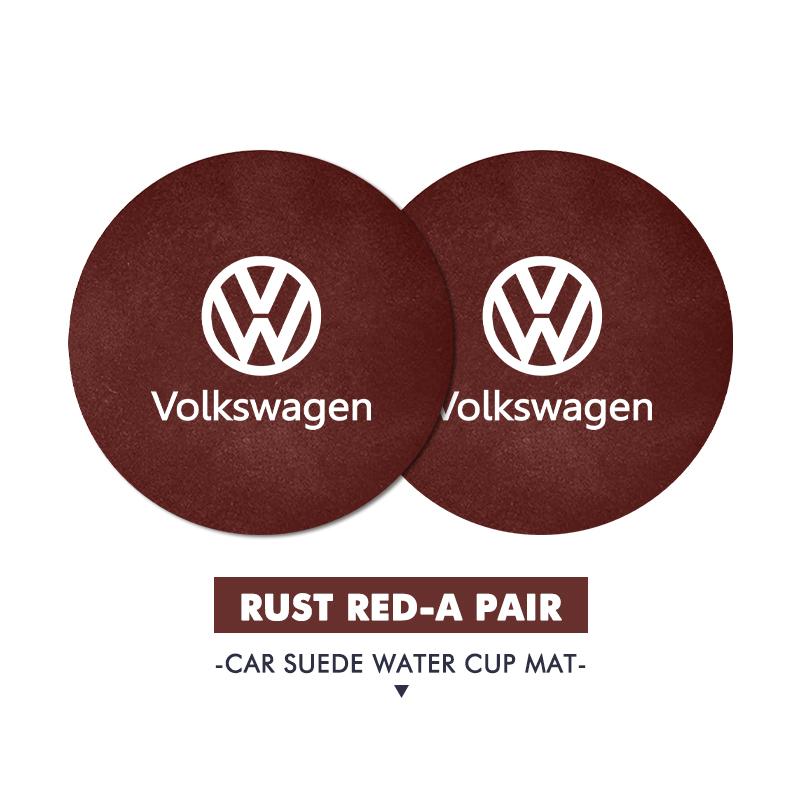 For Volkswagen VW 2pcs Car Cup Holder Coaster Suede Anti Slip Anti Scratch Insert Scirocco Passat Polo B5 B6 B7 CC Tiguan Sharan DG9