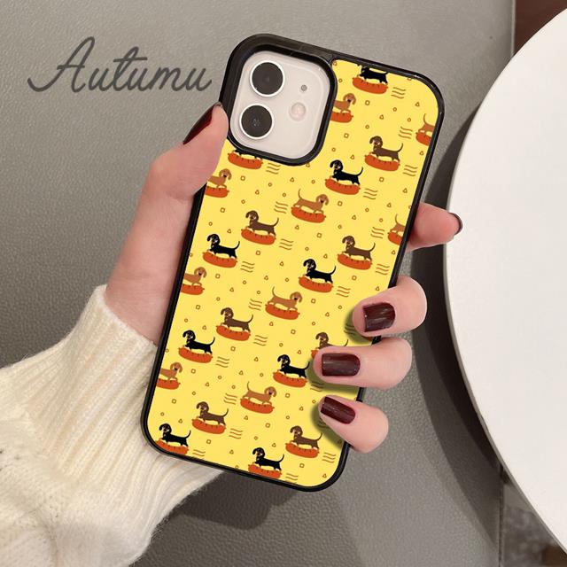 Cartoon Dachshund Sausage Dog Phone Case for iPhone 11 12 13 14 Pro Max Mini X XR XS SE 2020 6 7 8 Plus Galaxy S21 S22 Shell