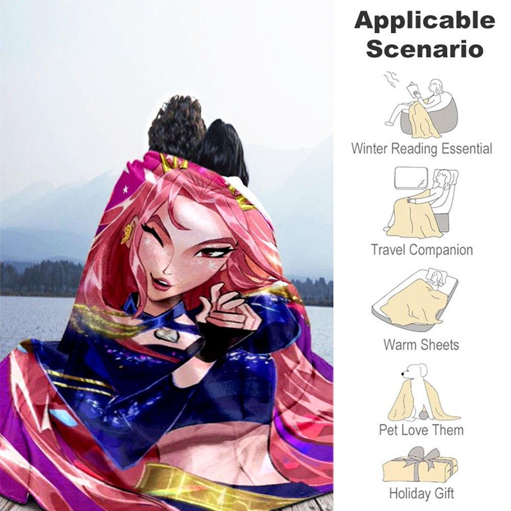 "Princess Power: Pink Hair Queen Costume for Kids"Blanket Lightweight Flannel Throw Blanket for Sofa, Bed, Travel, Camping, Livingroom, Offi