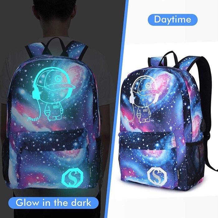 Kosiil 15.6 Inch Glow in The Dark Waterproof Backpack, Multicolor Laptop School Bag for Students, Lightweight Anti-Spill Bookbag