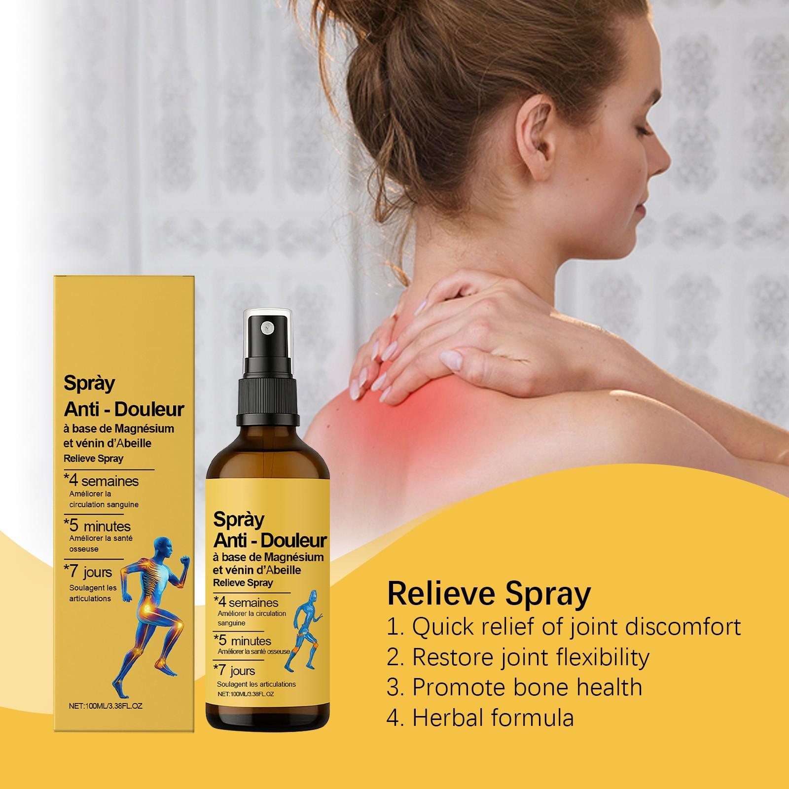 

Спрей для облегчения боли в суставах Bee Обезболивающий спрей с магниевым маслом Способствует восстановлению суставной ткани и облегчает боль в суставах100 мл One Size