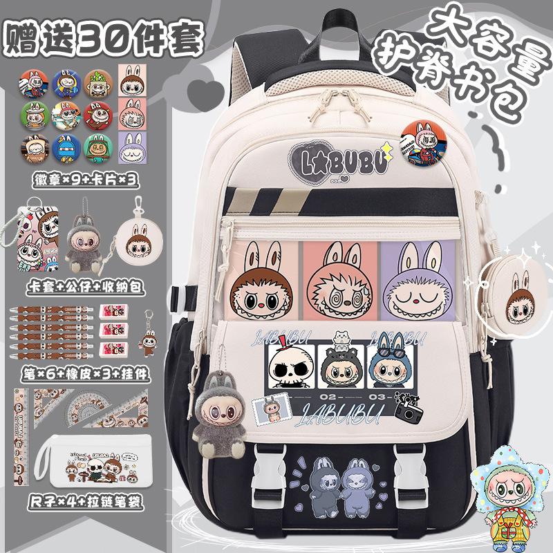 School bag for primary school students, large-capacity burden reduction and decompression backpack--grade cartoon spine protection backpack