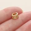 2Pcs/Pack 14/18k Gold Color Plated Big Hole Round Spacer Beads With Zircon for DIY Jewelry Bracelet Necklace Making Accessories