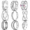 Rings For Women 925 Silver Color Zircon Winding Romantic Ring Finger Beaded Luxury Jewelry Original Engagement Wedding Gift