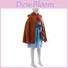 Stranger Things Cosplay Costume With Blue Floral Dress And Cape For Halloween And Anime Role Play