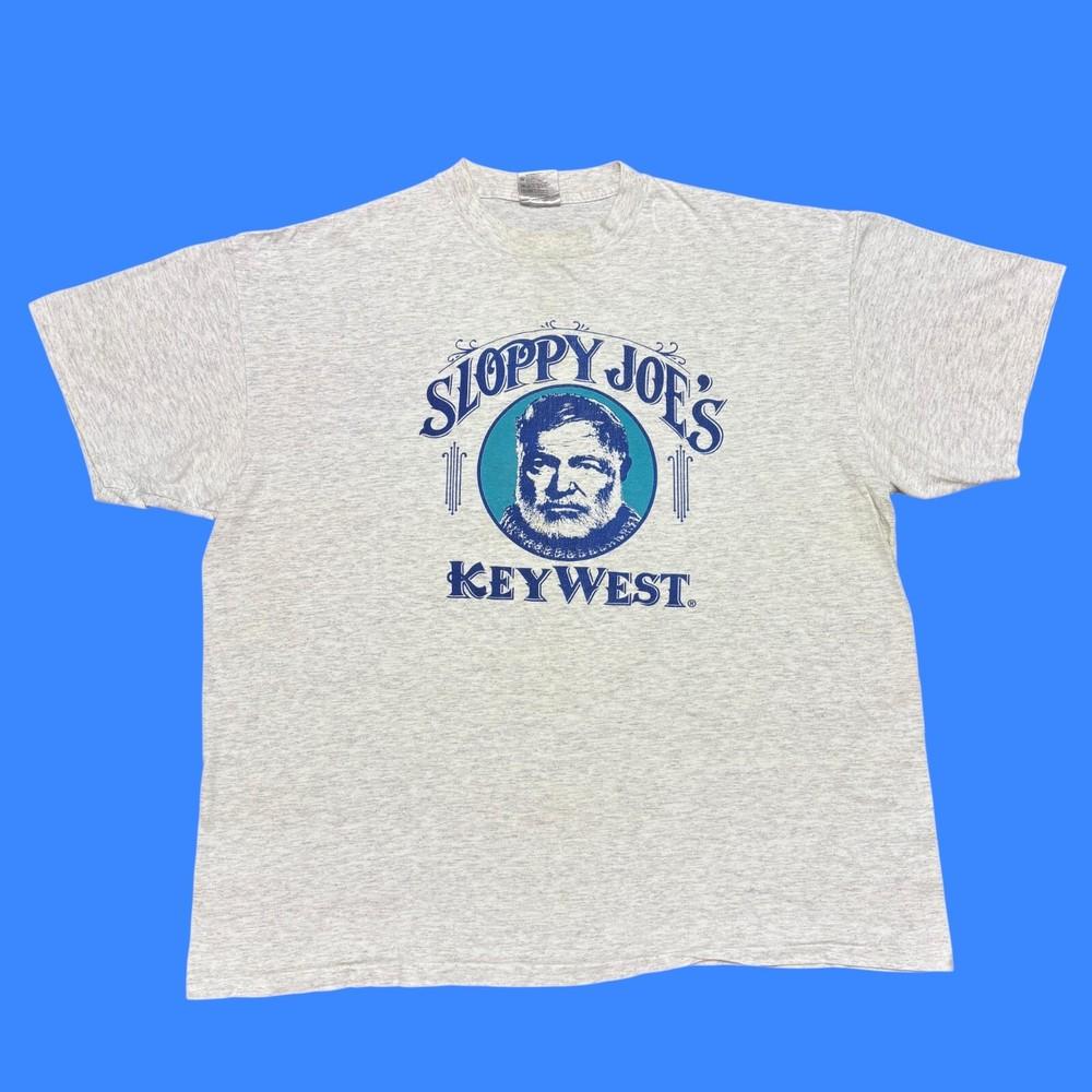 Винтажная футболка 90-х Однострочный шов Sloppy Joes Key West Эрнест Хемингуэй Арт Футболка Унисекс XXXL