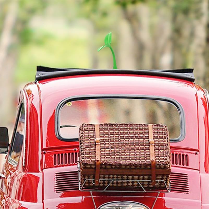 3Pcs 3D Roof Decoration Cute Bean Sprout Car Stickers for Fun Exterior Car Decor Easy Install Anti-Collision Design