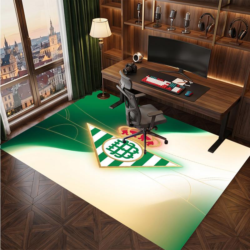 Real Betis Fußball Druck Kristall Samt Teppich, Bequemer Wasserabsorbierender Rutschfester Indoor Boden Teppich