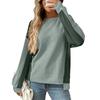 2025 Autumn New Round Neck Casual Loose Contrast Long-sleeved Waffle Top