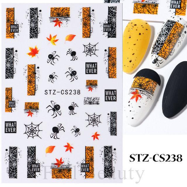 New Nail Art Stickers Halloween Cartoon Scar Pumpkin Bat Spider Web Adhesive Nail Sticker
