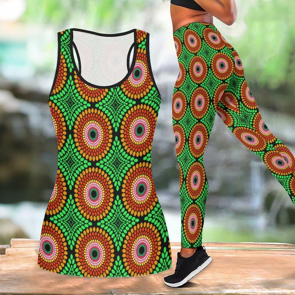 Leopard Print and GeometryPattern Print Yoga Outfit for Women Fashion Workout Leggings Fitness Sports Casual Yoga Set Sports Suit