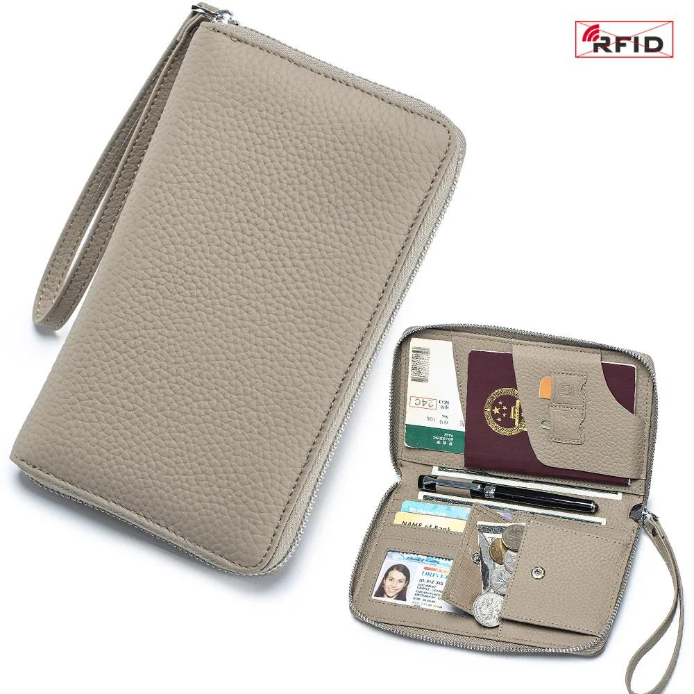 Large Wallet Passport Holder RFID Blocking Travel Documents Organizer Bag for Passport Credit Cards Boarding Passes Storage Bag