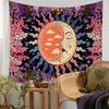 VIKAMA Boho Sun Moon Tapestry Vintage Floral Celestial Wall Hanging Aesthetic Bohemian Room Decor for Bedroom