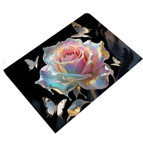 Yousheng 3D Rose Bathroom Rug Realistic Rose And Butterflies Floor Mat Absorbent Non-Slip Rug for Entrance Kitchen Bedroom Living Room