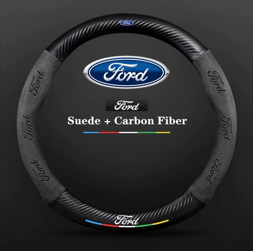 AADA1 Car Anti-Slip Suede Carbon Fiber Steering Wheel Cover Ford ST EXPLORER EDGE Fiesta Focus Mondeo F150 Fusion Mustang Kuga Ranger