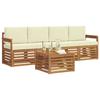 Outdoor Sofa Set 5 pcs Natural and Cream Solid Acacia Wood