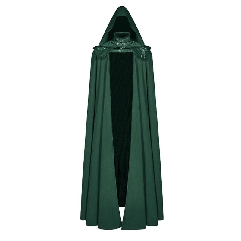 Floor Length Halloween Cosplays Costume Cape Wizard Witch Mantle Outfit Fancy Dress Up Gown Party Dress Cloak for Adults
