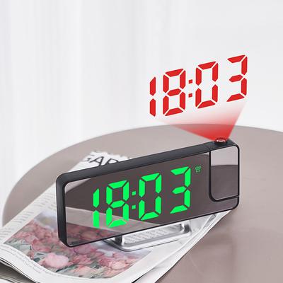 Projection Alarm Clock USB Charger LED Mirror Digital Clock Brightness Adjustable Projection Digital Alarm Clock for Home Office