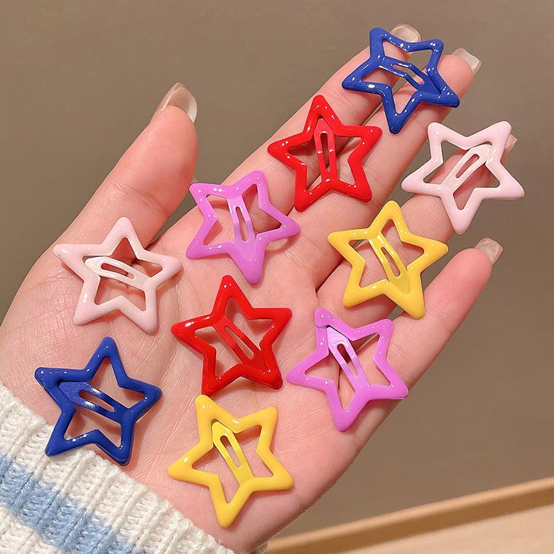 Y2K Dopamine Color Pentagram Small Hair Clip for Women & Kids - Cute Bangs & Side Hair Accessory