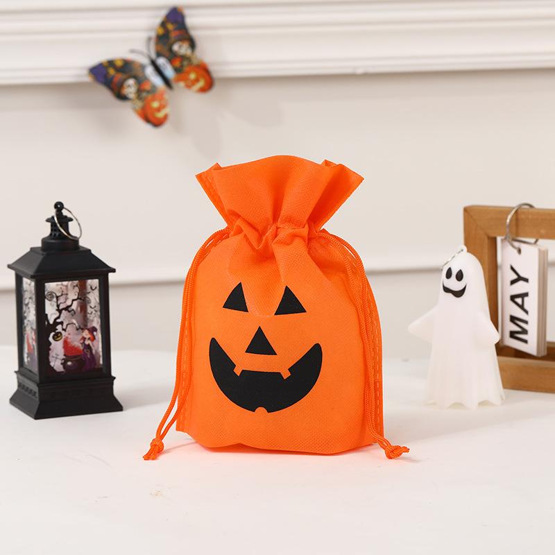 Halloween Candy Bag Drawstring Non-woven Bag Pumpkin Bag Tube Halloween Candy Bag