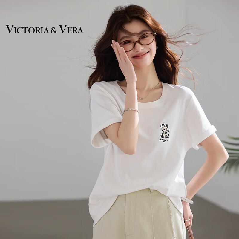 VICTORIA&VERA Women s Puppy Embroidered T-Shirt M