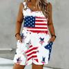 Women Plus Size Sleeveless Scoop Neck Ring Strap Floral Star Printed Loose Romper With Pockets