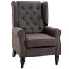 Armchair Wing Chair with Armrests, Lounge Chair with Cushion, Tufting, High Backrest Armchair with Wooden Legs, Recliner for Living Room, Bedroom