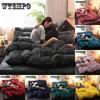 Home Textile Skin-friendly Warm Flannel Solid Color Bedding Bed Linen Quilt Cover Pillowcase