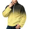 Men's Flannel Zip-Up Sweatshirt with Two-Tone Gradient Print, Stand Collar, Plus Size, Casual Fall Winter Fashion