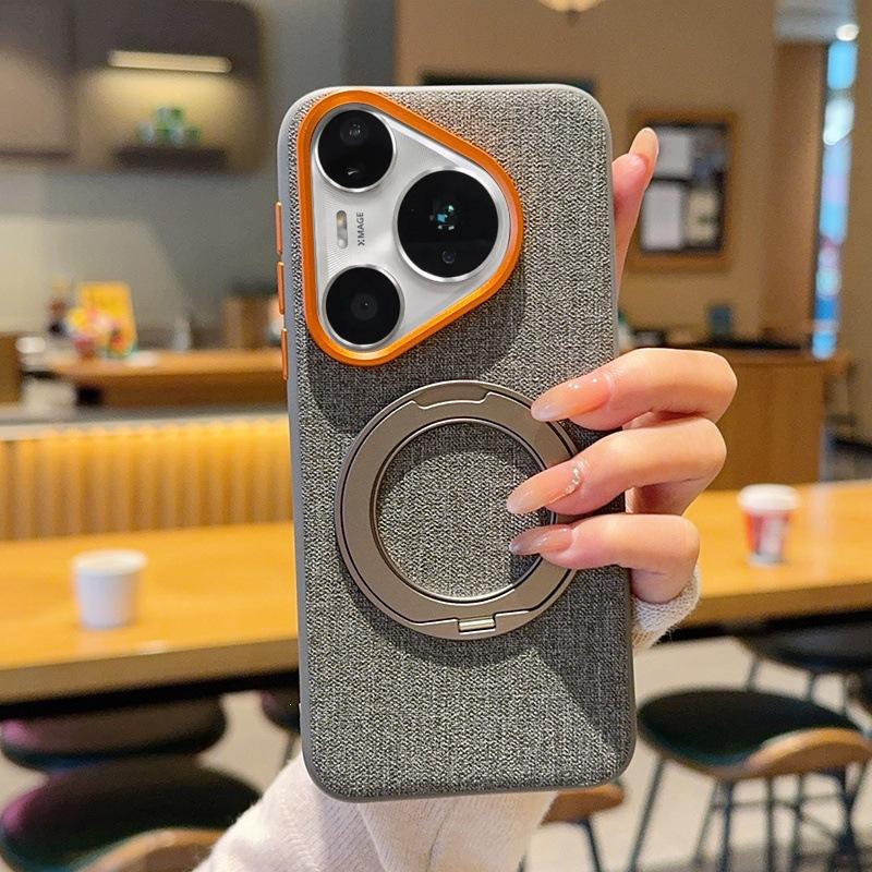 Applicable to Huawei pura11 mobile phone case pura11 cloth pattern pura11 protective case p11pro magnetic suction bracket integrated