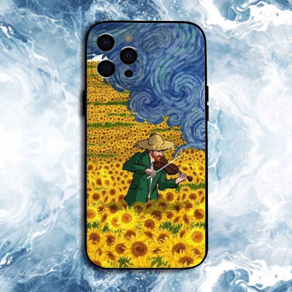van-Gogh-The-Starry-Night Phone Case For iPhone17,16,15,14,13,12,11 Plus,Pro Max, Soft Silicone Black Cover